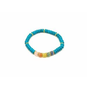 Kék színű howlit ásvány karkötő 5 korong köves díszítéssel 6×2 mm kép