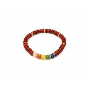 Vörös jáspis ásvány karkötő 5 korong köves díszítéssel 6×2 mm kép