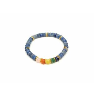 Kékkvarc ásvány karkötő 5 korong köves díszítéssel 6×2 mm kép