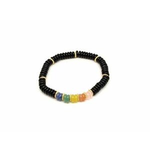 Ónix ásvány karkötő 5 korong köves díszítéssel 6×2 mm kép