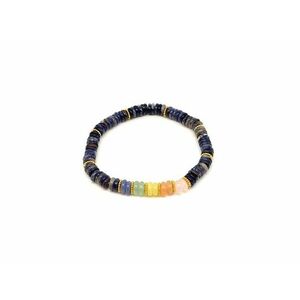 Szodalit ásvány karkötő 5 korong köves díszítéssel 6×2 mm kép