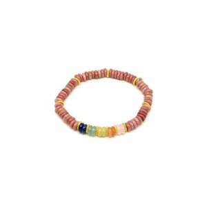 Thulit ásvány karkötő 5 korong köves díszítéssel 6×2 mm kép