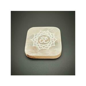 Szelenit üveg négyzet OM mandala mintával 6–7 cm kép