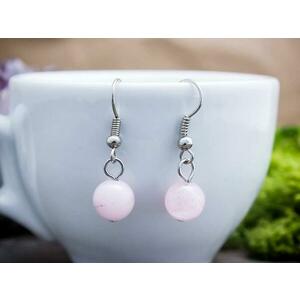 Rózsakvarc lógós fülbevaló 8mm kép