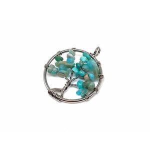 Életfa medál drótos Amazonit Kínai 3cm kép