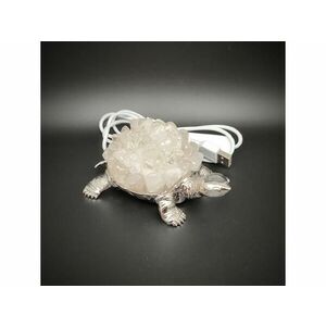 Hegyikristály teknős lámpa ezüst színben 10x8 cm USB csatlakozással kép