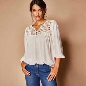 3/4 ujjú makramé blúz kép