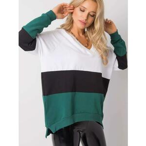 Női pulóver Lotta RUE PARIS fehér-zöld kép