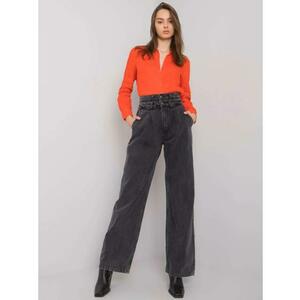 Női magas derekú farmernadrág széles SHELBURNE sötétszürke kép