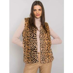 Női szőrmemellény pöttyös PERRINA bézs színben kép