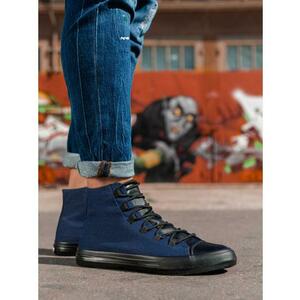 Férfi cipő kombinált anyagokból – sötétkék V3 OM-FOTH-0143 kép