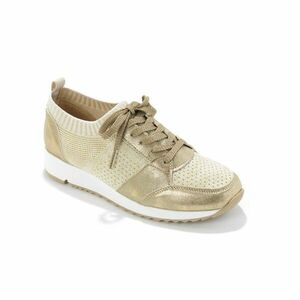 Fűzős tornacipő fényes kötött anyagból kép