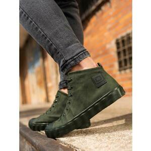 Férfi magas cipő díszes hullámos talppal – olíva V3 OM-FOTH-0126 kép