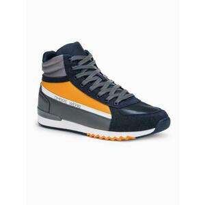Férfi szabadidőcipő – sötétkék/sárga T358 kép