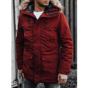 Férfi téli kabát kapucnival LEON bordó kép