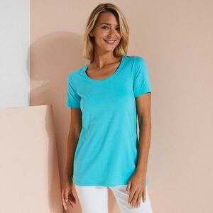 Egyszínű, hosszú póló kerek nyakkal, organikus pamutból készült kép