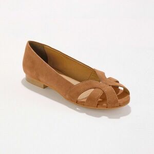 Bőr balerina nyitott orrú cipővel kép