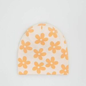 Reserved - Virágos, pamutban gazdag beanie sapka - Narancs kép