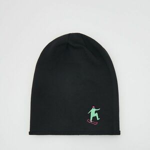 Reserved - Pamutban gazdag beanie sapka hímzett díszítéssel - Fekete kép