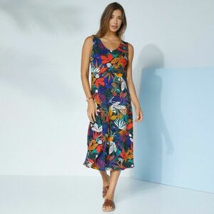 Ujjatlan, ujjatlan, felhajtott midi ruha mintával kép