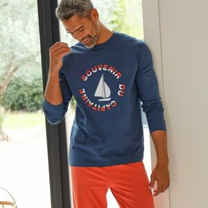 Hosszú ujjú pizsamapóló, boat motívummal kép