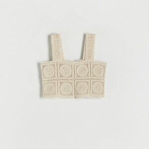 Reserved - Crop top bordás dzsörzéből. - Bézs kép