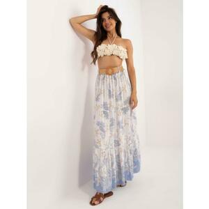 Női nyomtatott maxiszoknya fehér és világoskék kép