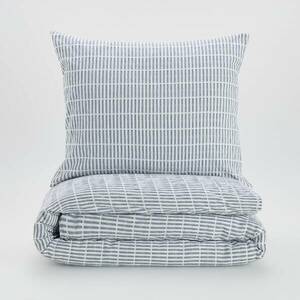 Reserved - Pamut ágynemű-garnitúra jacquard csíkokkal - Tengerészkék kép