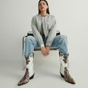 Reserved - Bőr cowboycsizma állatbőrmintával - Többszínű kép