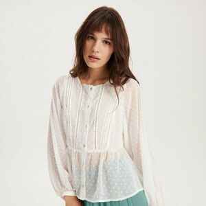 Reserved - Blúz dekoratív anyagból - Krém kép