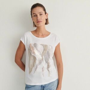 Reserved - Nyomott mintás T-shirt - Fehér kép