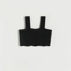 Reserved - Crop top bordás dzsörzéből - Fekete kép