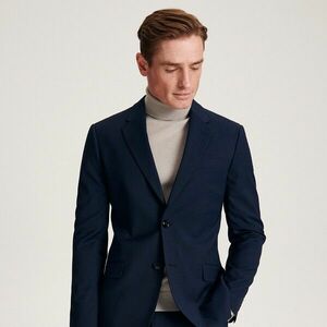 Reserved - Slim fit blézer - Tengerészkék kép