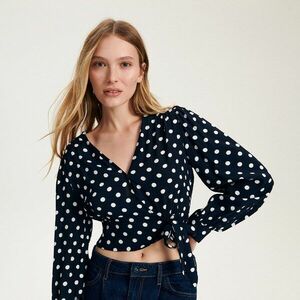 Reserved - Viszkóz anyagú átlapolt blúz - Tengerészkék kép