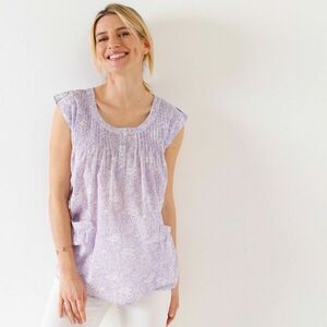 Gombos blúz voile-ból, kétszínű mintával kép