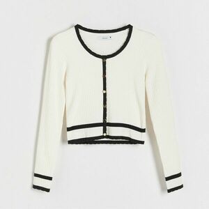 Reserved - Kontrasztszegélyes pulóver - Krém kép