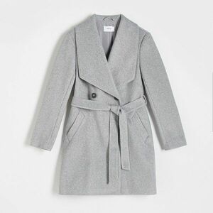 Reserved - Kabát megkötős derékövvel - Világosszürke kép