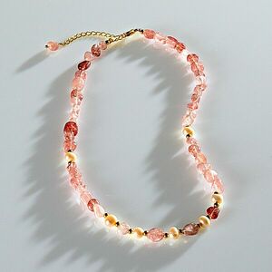 Eperkvarc + édesvízi gyöngy nyaklánc, L 45 cm, + 5 cm hosszabbítás kép