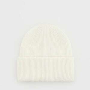 Reserved - Bordázott kötésű beanie sapka - Krém kép