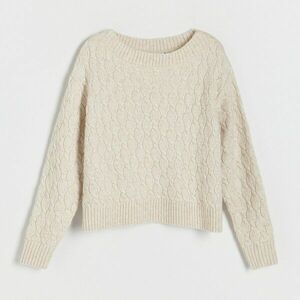 Reserved - Dekoratív kötésű pulóver - Bézs kép