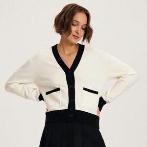 Reserved - Kardigán zsebekkel - Krém kép