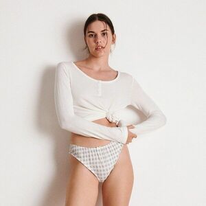 Reserved - 3 darab pamutban gazdag, bikini stílusú bugyi - Világosszürke kép