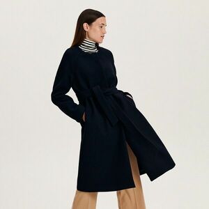 Reserved - Kabát megkötős övvel - Tengerészkék kép