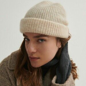 Reserved - Kötött, gyapjúban gazdag beanie sapka - Bézs kép
