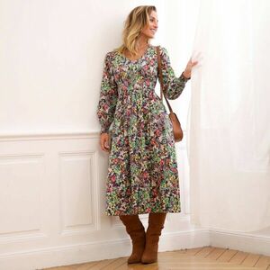 Árnyékoló, mintás viszkóz midi ruha kép