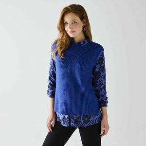 Egyszínű kötött mellény áttört mintával kép