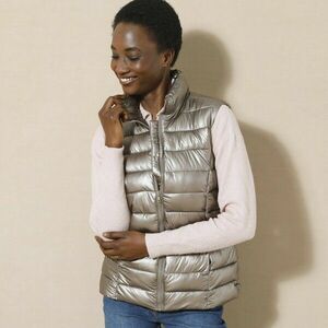 Vízálló, steppelt, cipzáras mellény fémes hatással kép