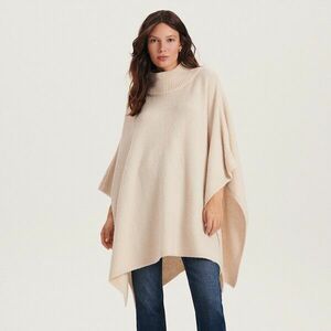 Reserved - Kötött garbós poncsó - Krém kép