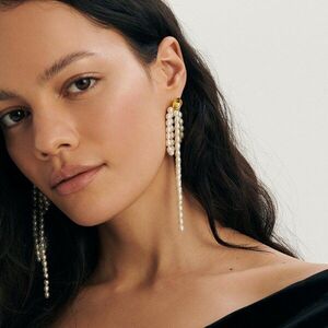 Reserved - Lógó fülbevaló gyöngyökkel - Többszínű kép