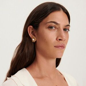 Reserved - Virág alakú fülbevaló gyönggyel - Arany kép